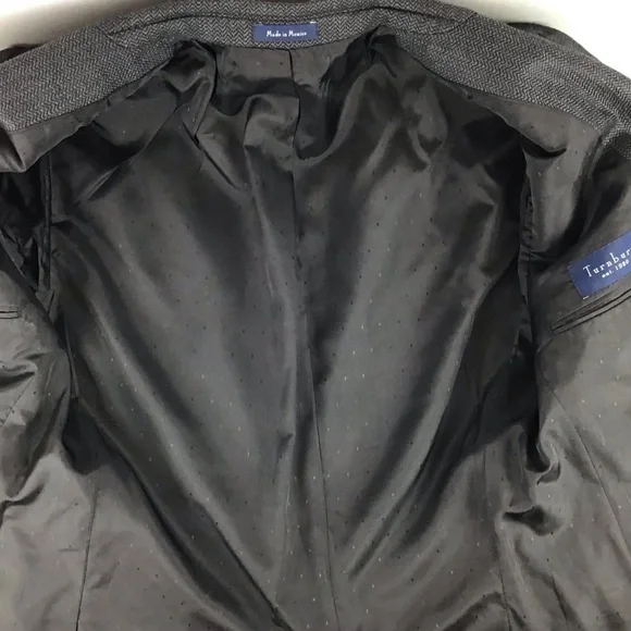 Turnbury Charcoal Gray Herringbone Classic Notch Lapel Sport Coat | 38R - Picture 11 of 14